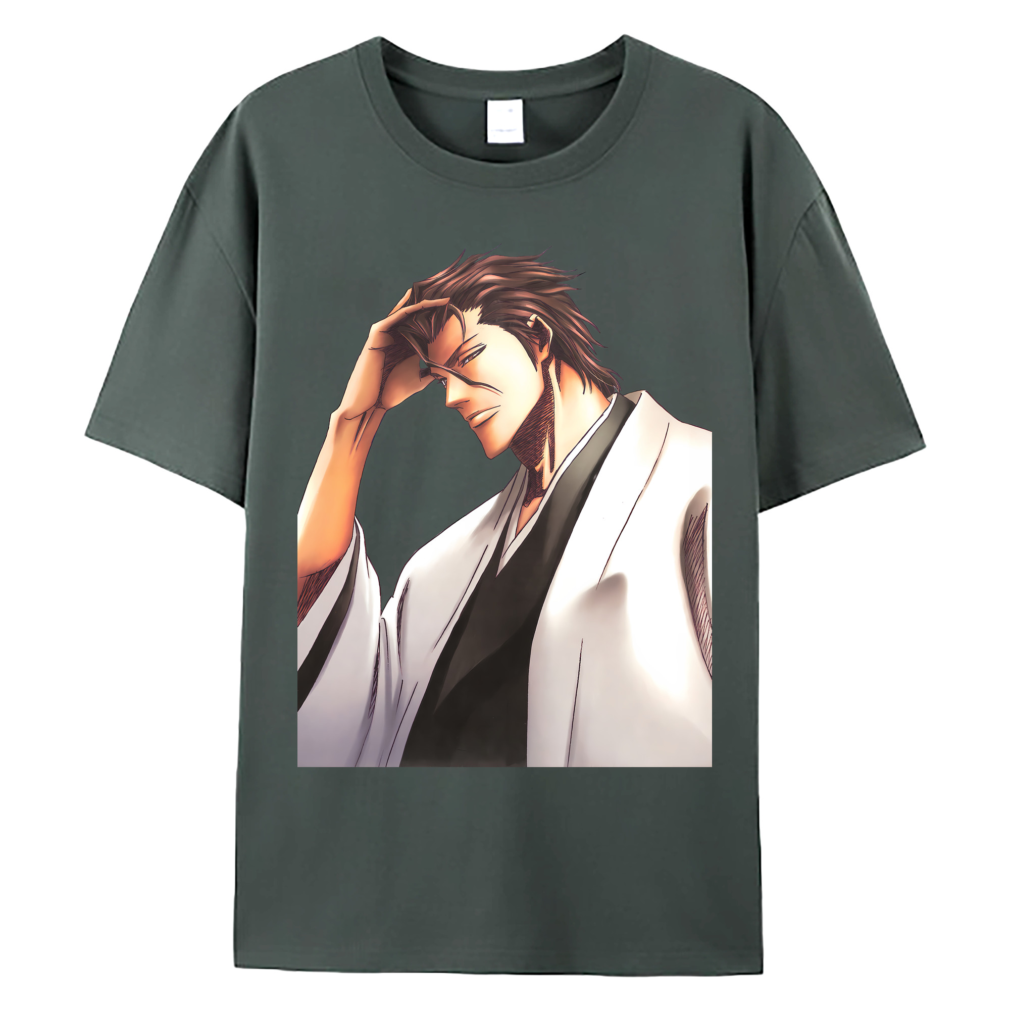 （画像用） ブリーチ 藍染 惣右介（あいぜん そうすけ） BLEACH Aizen Sousuke 綿100％ メンズ半袖Tシャツ｜肌触りやわらか＆通気性